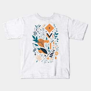 Bohemian Style Floral Shapes - Flowers Kids T-Shirt